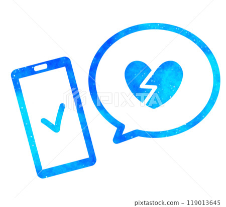 Blue starry sky | Cracked heart symbol and smartphone 119013645