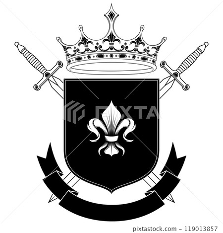 Medieval coat of arms with crown 119013857