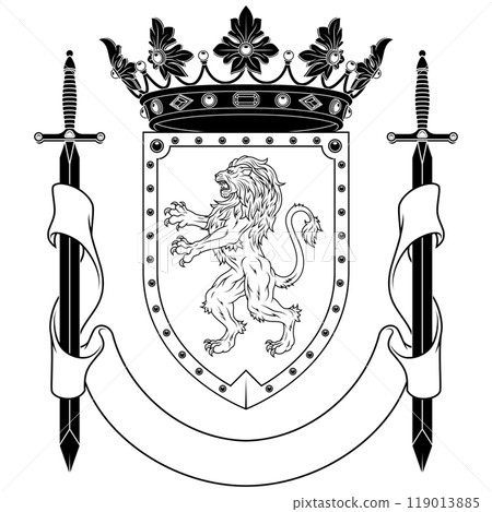 Medieval Coat of Arms with rampant lion 119013885