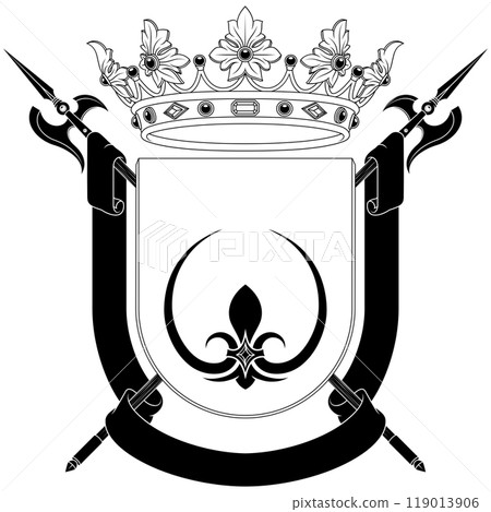 Medieval coat of arms with crown 119013906