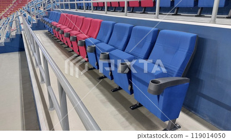 Rows of upholstered seats in the stadium Rows of upholstered seats in the stadium 119014050