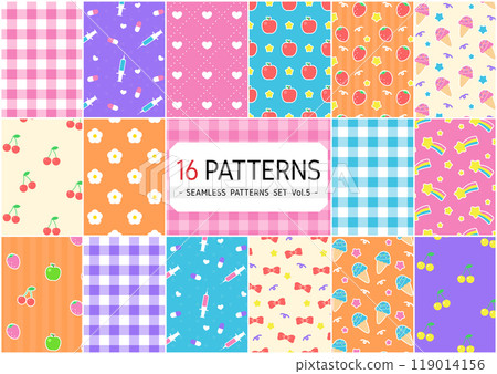 A set of 16 dreamy cute background patterns (background color can be changed) 119014156