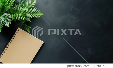 office table with blank notepad, pen and pencil 119014220