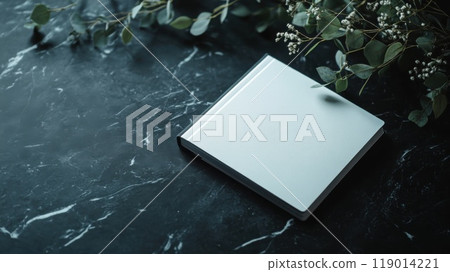 notebook and smartphone on a gray concrete background notebook and smartphone on a gray concrete background 119014221