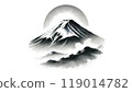 Mt. Fuji and sunrise in ink painting 119014782