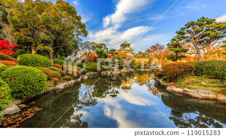Osaka Castle beautiful attraction ancient architecture landmark, Osaka Castle in autumn, Landscape view osaka castle museum, Osaka City, Kansai, Japan. Osaka Castle beautiful attraction ancient architecture landmark, Osaka Castle in autumn, Landscape view osaka castle museum, Osaka City, Kansai, Japan. 119015283