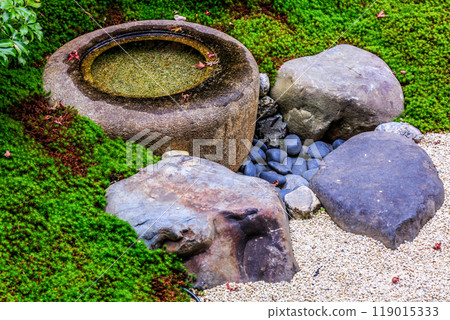 Keitakuen Garden in autumn with beautiful autumn leaves, Tennoji, Osaka, Japan, Japanese garden, Keitakuen garden in Tennoji park at Osaka city, Osaka, Japan. 119015333