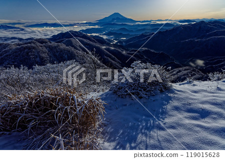 從丹澤/戶野岳看到的月光下的富士山 119015628