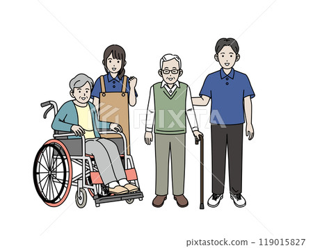 老年人和護理人員的插圖 老年人和護理人員的插圖 119015827