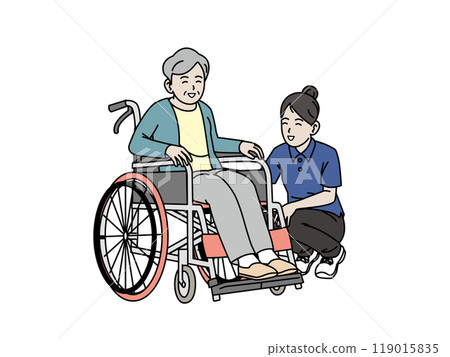 老年人和護理人員的插圖 119015835