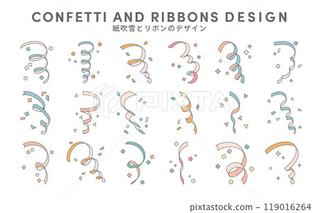 Confetti and ribbon design Birthday Event Vector Main line 119016264