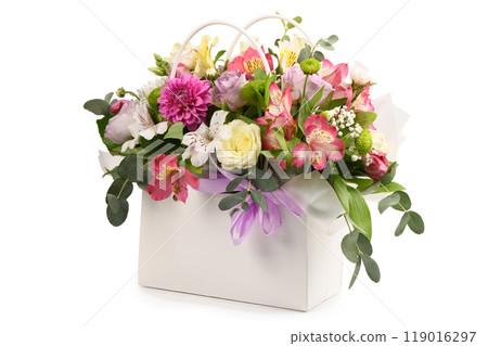 Bouquet of flowers, chrysanthemum, rose, lily, carnation. 119016297
