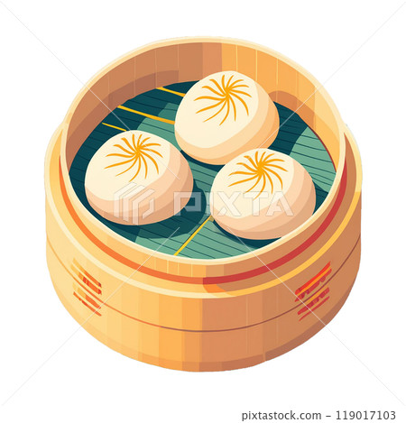 蒸籠裡的肉包子插圖4 / 傳單和海報材料 119017103