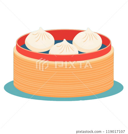 蒸籠裡的肉包子插圖2/傳單和海報材料 119017107