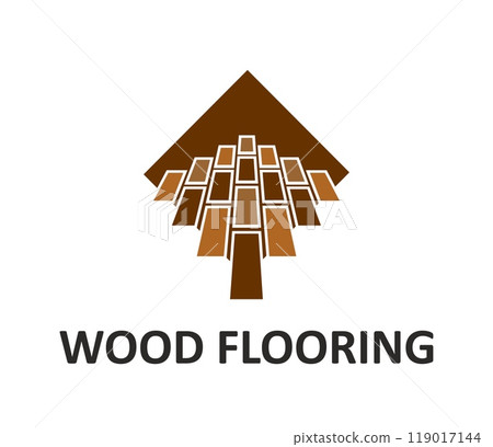 Wooden floor icon, wood parquet tile and flooring service. Isolated emblem with brown wooden planks, emphasizing natural and durable qualities of wood materials for construction or design industries Wooden floor icon, wood parquet tile and flooring service. Isolated emblem with brown wooden planks, emphasizing natural and durable qualities of wood materials for construction or design industries 119017144