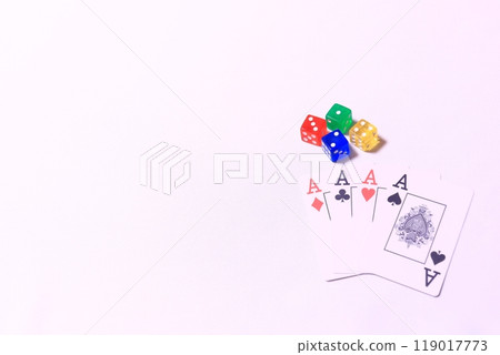 Image of playing cards, dice, playing, gambling 119017773