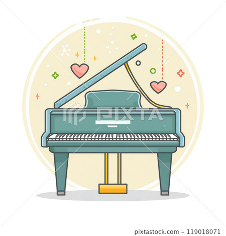 可愛的三角鋼琴插圖4/傳單和海報材料 可愛的三角鋼琴插圖4/傳單和海報材料 119018071