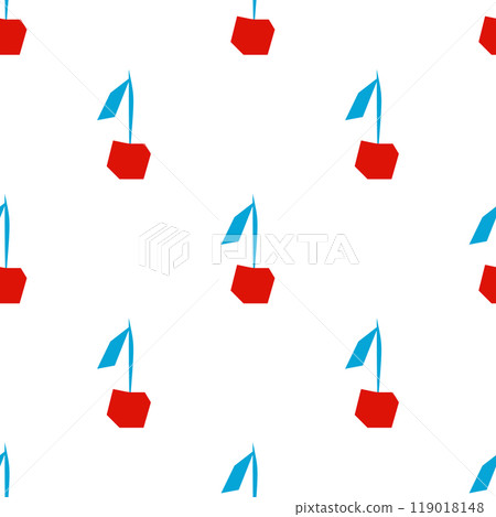 Seamless pattern with cherry in cutout style on 119018148