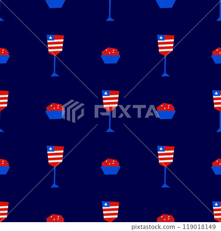 Seamless pattern with American patriotic wineglass 119018149