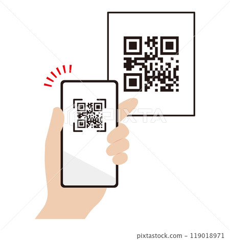 Illustration of reading a QR code with a smartphone Illustration of reading a QR code with a smartphone 119018971