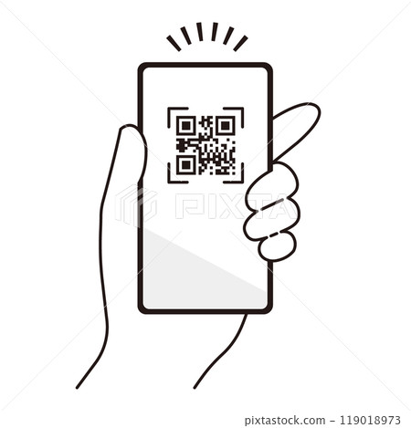 使用智慧型手機進行二維碼支付的單色插圖 使用智慧型手機進行二維碼支付的單色插圖 119018973