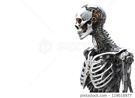 Illustration of a skeleton-like robot on a white background 119018977