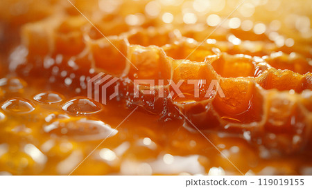 Medovukha and honeycombs set in warm tradition and craftsmanship background. Generative AI 119019155