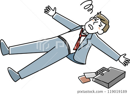 A young man in a suit lying down 119019189
