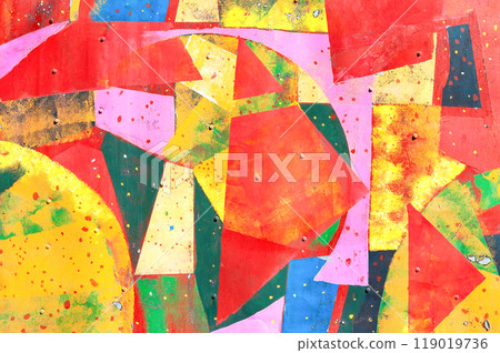 Old metal sheet with colored paints and corrosion as creative texture 119019736