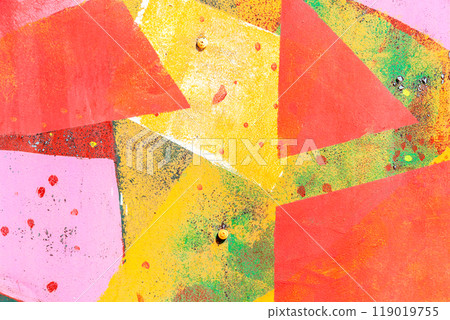 Abstract multicolored background of metal surface covered with rust and paints 119019755