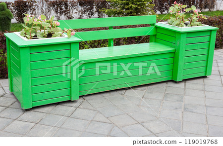 Creative bench made from wooden planks Creative bench made from wooden planks 119019768