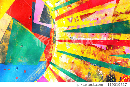 Old metal sheet with colored paints and corrosion as creative texture 119019817