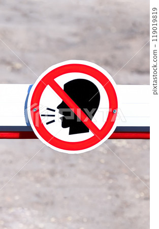Sound signals are prohibited, Ban honking. Road sign. Do not shout, shout up 119019819