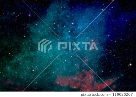 Watercolor painting of a starry sky and a fantastic nebula 119020207