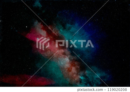 Watercolor painting of a starry sky and a fantastic nebula 119020208