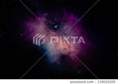 Watercolor painting of a starry sky and a fantastic nebula 119020209