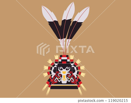 Kalimantan Borneo Indonesia Dayak tribe ethnic culture headdress ancient headwear symbol sign design icon 119020215