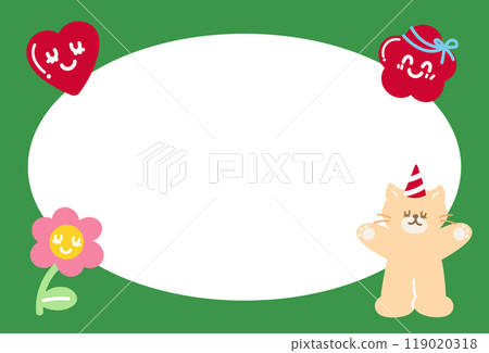 Christmas and New Year red frame with cat, party hat, flower, heart for festive decoration, polaroid frame, banner, backdrop, winter season, animal, kitten cartoon, pet shop, vet, post card, costume Christmas and New Year red frame with cat, party hat, flower, heart for festive decoration, polaroid frame, banner, backdrop, winter season, animal, kitten cartoon, pet shop, vet, post card, costume 119020318