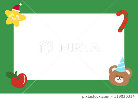 Christmas and New Year green frame with teddy bear, party hat, candy cane for festive decoration, polaroid frame, banner, backdrop, winter season, animal, zoo, souvenir shop, post card, Christmas card Christmas and New Year green frame with teddy bear, party hat, candy cane for festive decoration, polaroid frame, banner, backdrop, winter season, animal, zoo, souvenir shop, post card, Christmas card 119020334