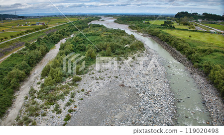 The key point of the Kurobe River alluvial fan: Aimoto Bridge and its surroundings Kurobe River alluvial fan 119020498