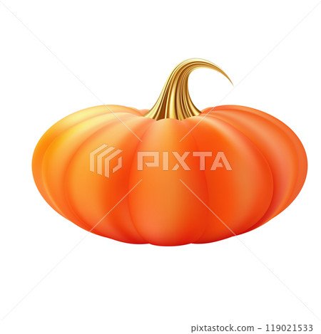 3d realistic pumpkin. Orange pumpkin with golden stem. 3d realistic pumpkin. Orange pumpkin with golden stem. 119021533