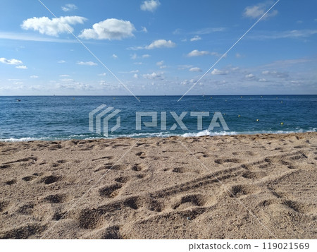 Fenals beach in Lloret de Mar in the Costa Brava, Catalonia at Spain 119021569