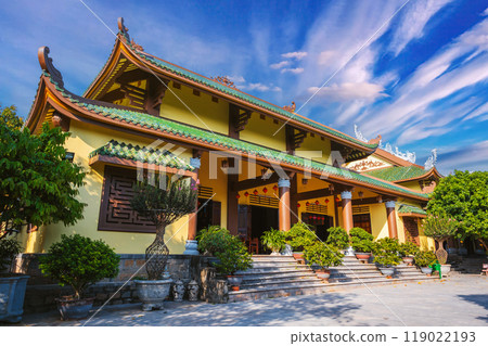 beautiful Buddhist temple at Linh ung Pagoda in Da Nang in Vietnam in Asia 119022193