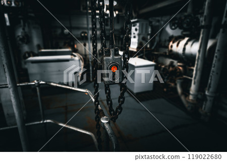 The engine room of the Hakkoda Maru, a ferry ship from Hakodate to the Hakodate port 119022680