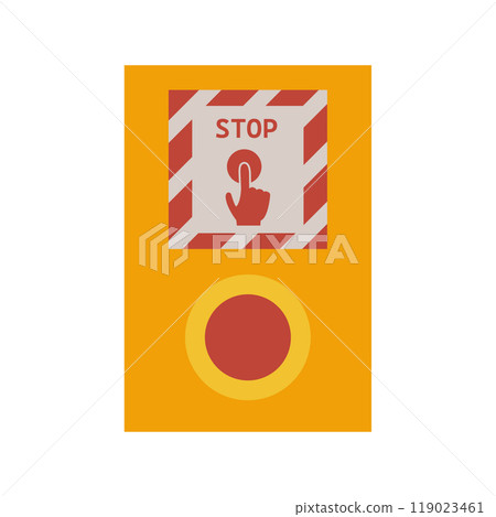 Illustration of an emergency stop button on a station platform Illustration of an emergency stop button on a station platform 119023461