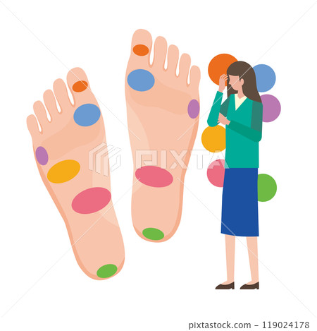 Foot reflexology and unwell woman 119024178