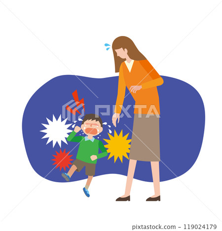 A mother troubled by a child who throws a tantrum 119024179