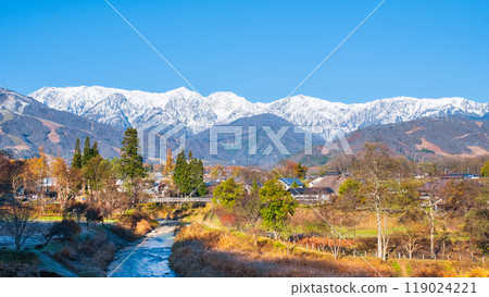 秋天的白馬村：從大出公園眺望白馬三山 119024221