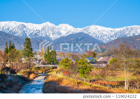 Autumn in Hakuba Village: View of the Hakuba Sanzan mountains from Oide Park 119024222