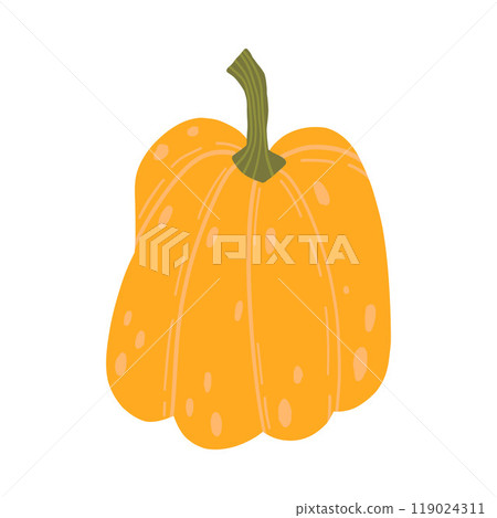 A vibrant orange pumpkin illustration, ideal for fall decor, Halloween designs, and harvest themes. Great for seasonal or agricultural projects and festive displays 119024311